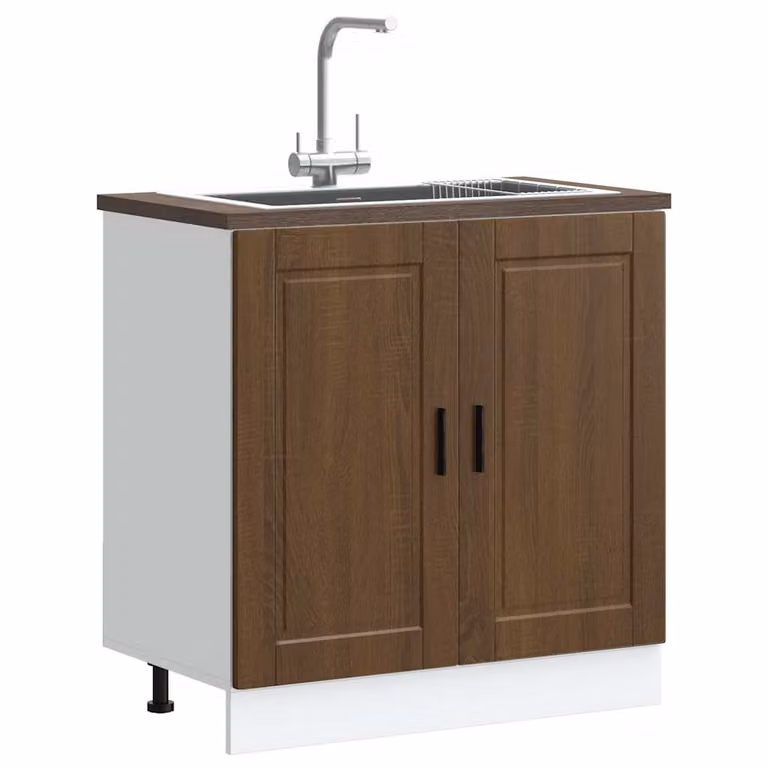 Base lavello mobile vidaXL Porto Rovere Marrone con ante a battente L: 80 cm, P: 46 cm, H: 81,5 cm
