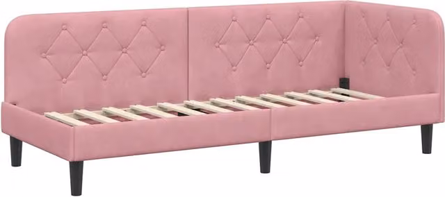 Letto singolo | Letto per adulti | Cornice del letto ad angolo Rosa 80 x 200 cm Velluto
