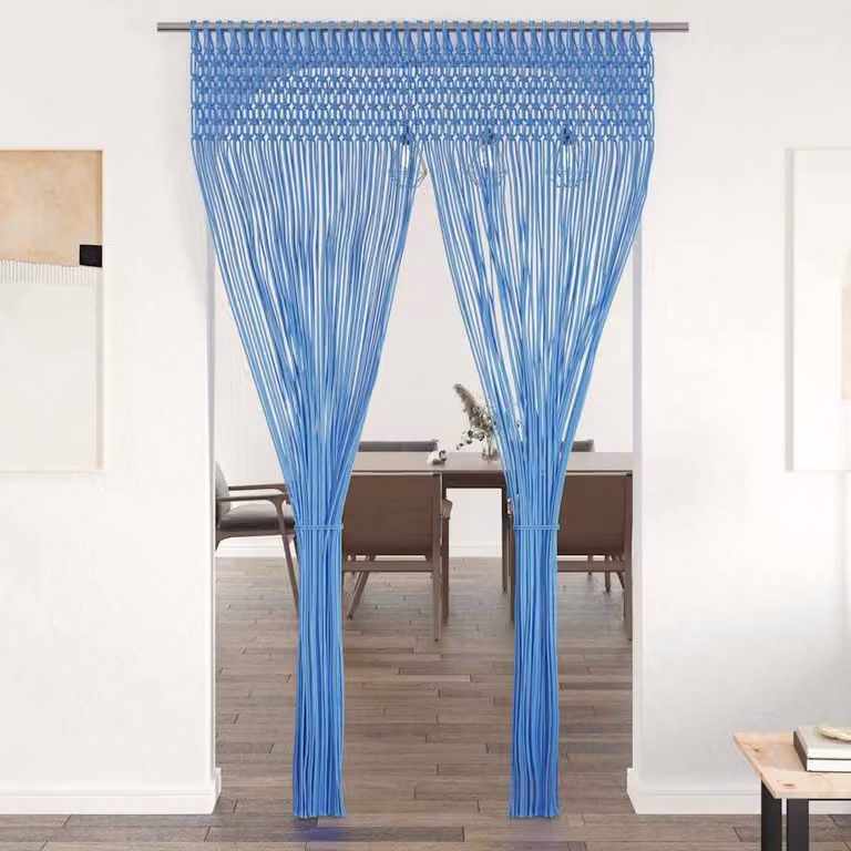 Tenda Macramè vidaXL Blu in Cotone e Poliestere L: 140 cm, H: 240 cm