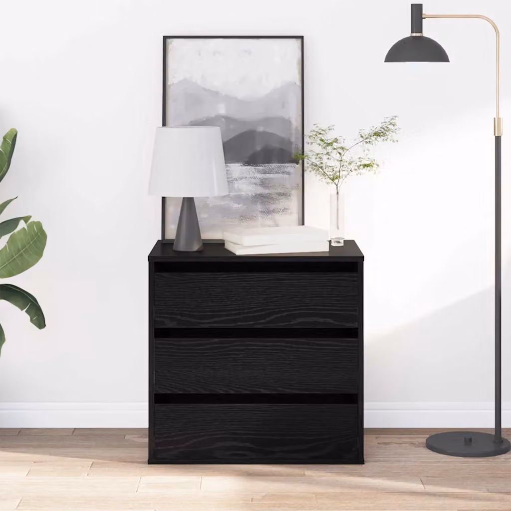 Carrello mobile con 3 cassetti vidaXL nero L: 61 cm, P: 41 cm, H: 58 cm
