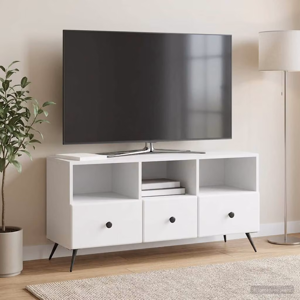Mobile TV vidaXL Bianco in Legno MDF Moderno L: 102 cm, P: 34,5 cm, H: 50 cm