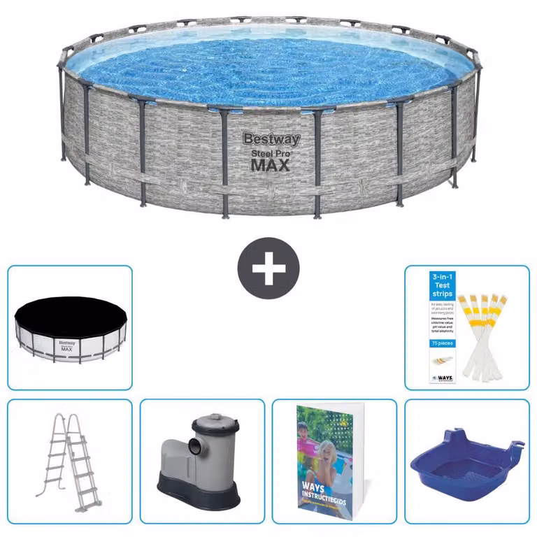 Piscina gonfiabile Bestway Steel Pro MAX, rotonda, 549x122 cm, composta da 5 parti, modello S662