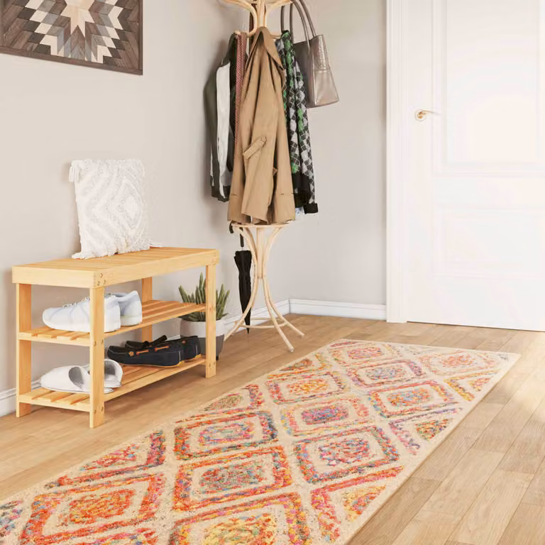 vidaXL Tappeto Lavabile Multicolore con Design Geometrico Moderno, L 80 cm x P 300 cm