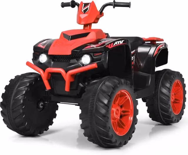 Quad elettrico ATV 12 V per bambini con musica e luci LED, Quad a batteria con sedile comodo 104x67x74cm Rosso-Macchinine giocattoli