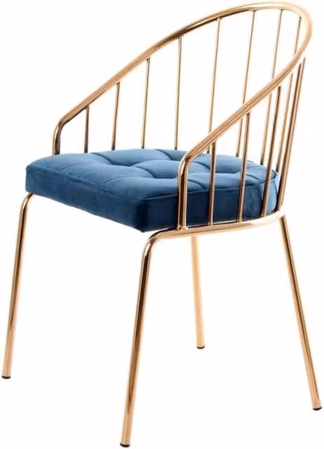 Sedia moderna in velluto con struttura in metallo Kendra Home disponibile in blu o rosa