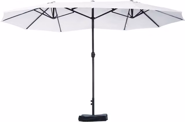 Ombrellone Doppio Giordanoshop con 12 Stecche, Base a Croce e Manovella, in Acciaio e Poliestere, Beige e Bianco, L: 455 cm, P: 265 cm, H: 238 cm – 1