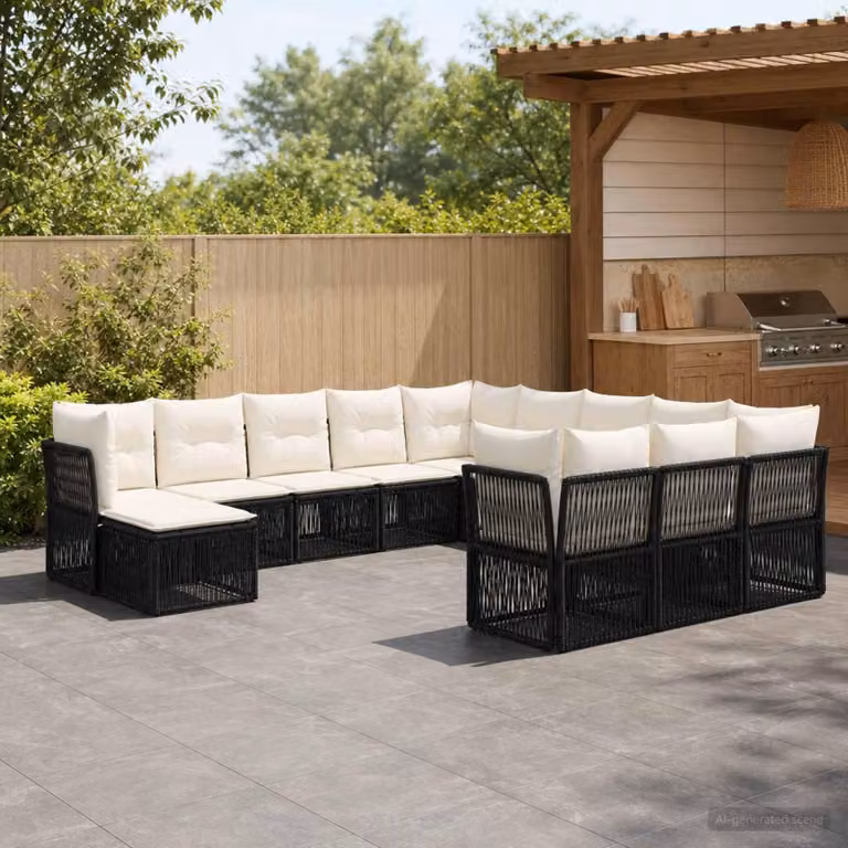 Maison Exclusive - Set di divani da giardino, 12 pezzi, in rattan sintetico nero