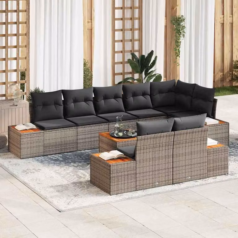 Maison Exclusive - Set Divano da Giardino con cuscino 9 pcs Grigio Poly Rattan