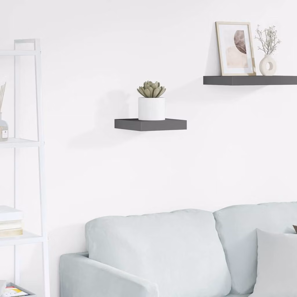 Scaffale a Parete vidaXL Grigio Lucido in MDF e Metallo L: 23 cm, P: 23,5 cm, H: 3,8 cm