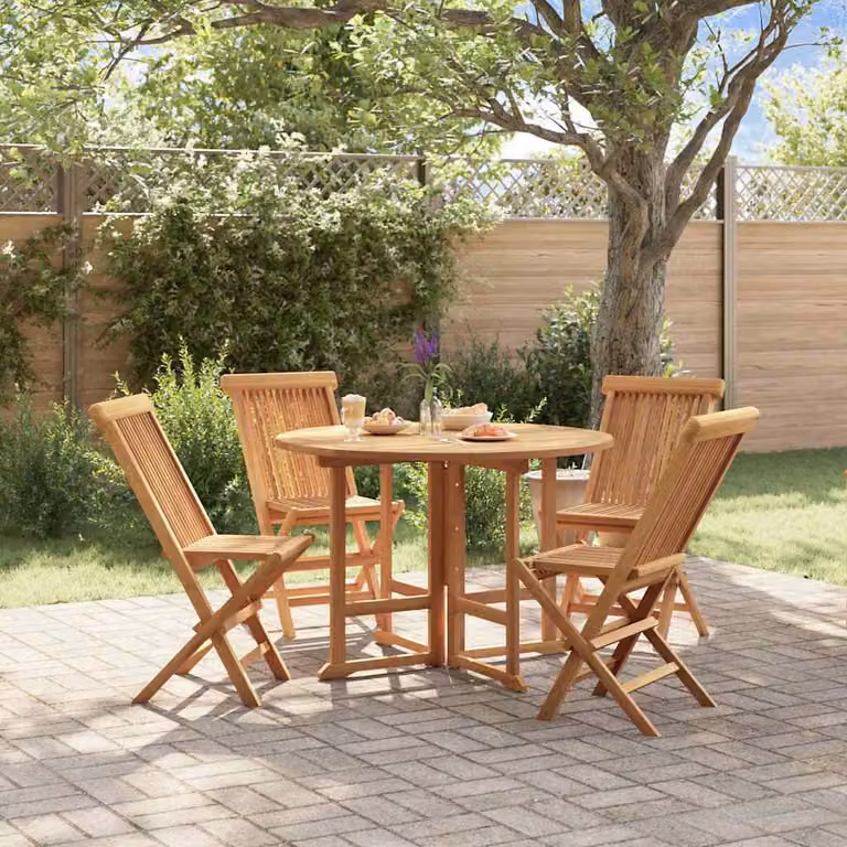 Set da pranzo pieghevole per esterni vidaXL in legno di teak marrone, composto da 5 pezzi