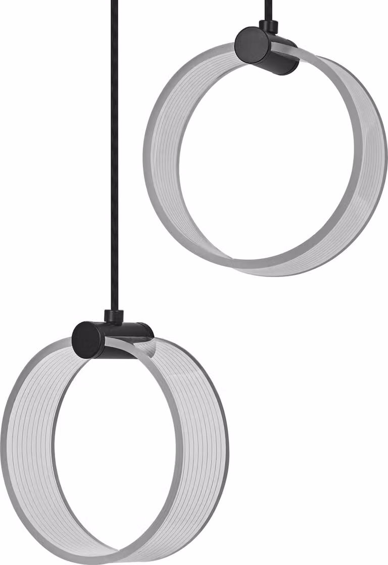 OSRAM Decor Circle apparecchio decorativo a sospensione, 2 luci, PL, 14W, 930lm, 3000K/4200K/6500K, bianco caldo/bianco freddo/luce diurna, Click-CCT, non dimmerabile, IP20, plastica, nero, LED non sostituibile