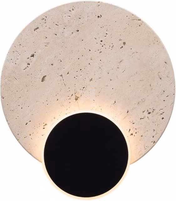 Applique rotonda Maxlight in pietra e metallo con LED da 10W, colore nero e beige – 1