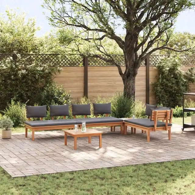 Set Divano da Giardino 5 pz Marrone e Grigio 3356875