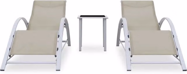 Lettini Prendisole con Tavolino 2 pz in Alluminio Crema 310536
