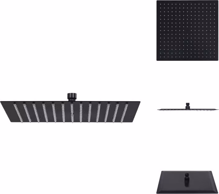 vidaXL Soffione doccia a pioggia in acciaio inox 40x40 cm quadrato nero - Soffioni doccia