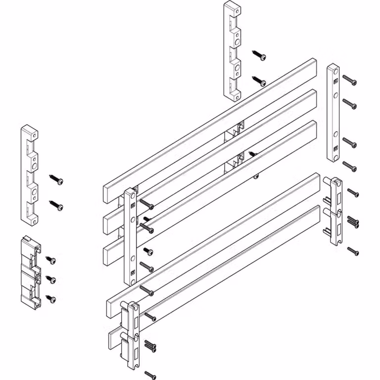 Modulo barra collettrice ABN a incasso 2FB/3RE 60 mm con CU 30x10 mm, a 5 poli, EBM 70 mm MTSC23765
