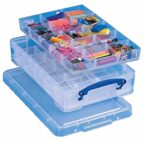 Really Useful Box - Scatola portaoggetti da 4 litri con 2 divisori, trasparente