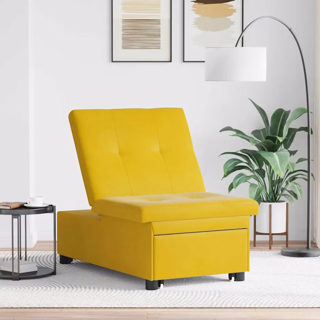 vidaXL Divano letto moderno in velluto giallo L: 194 cm, P: 67 cm, H: 82 cm