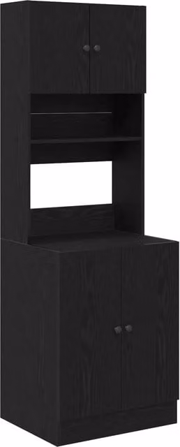 Credenza da cucina con porta 2 pz-Buffet-Armadio da cucina Rovere Nero 60 x 50 x 180 cm