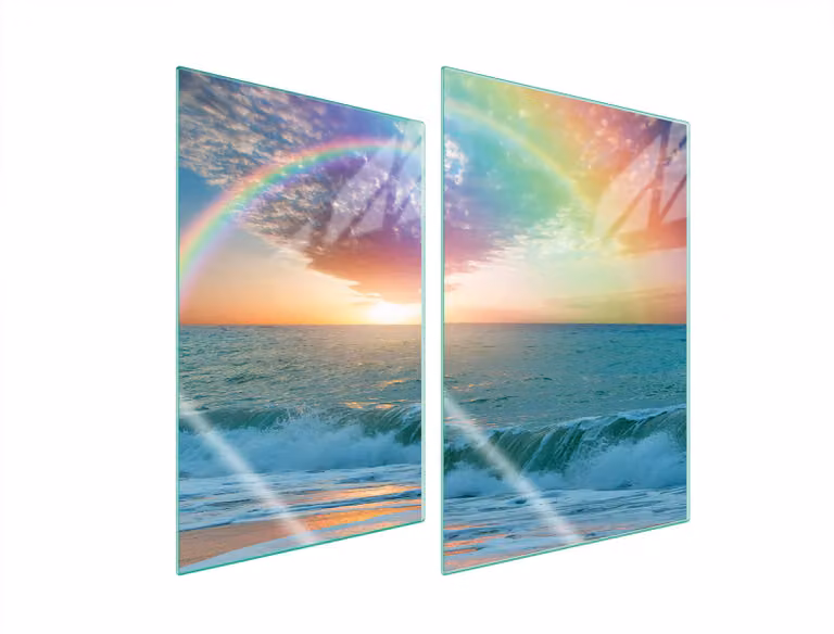 Piastre copri fornelli 2 pezzi 35x52 Copri piano cottura in Vetroceramica tagliere in vetro arcobaleno mare