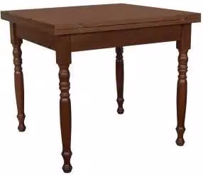 Tavolo in legno allungabile a libro gambe tornite arte povera noce scuro