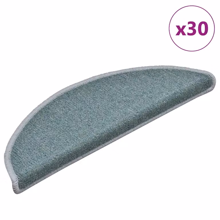 Set di 30 tappetini per scale semicircolari vidaXL, colore blu mare, antiscivolo e autoadesivi, L: 56 cm, H: 3 cm
