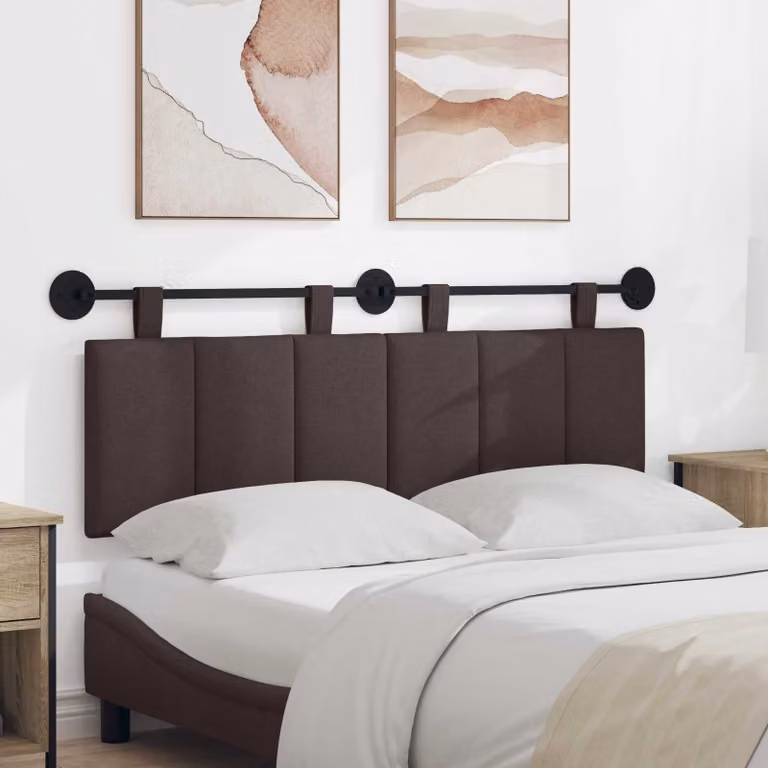 vidaXL Testiera del letto sospesa moderna in tessuto marrone con pannello imbottito L: 150 cm, H: 55 cm, P: 5 cm