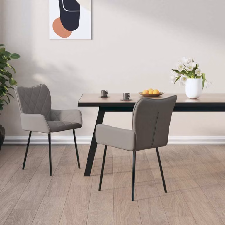 The Living Store Sedie da pranzo 2 pezzi. Tessuto grigio chiaro