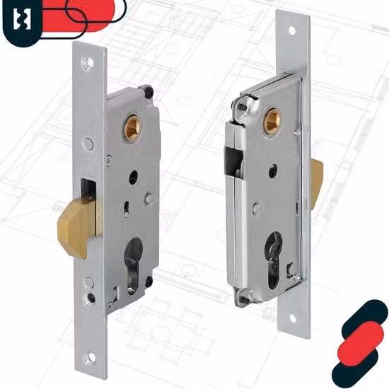 Ibenzoa® Serratura a gancio zincata per cancelli scorrevoli, porte da garage e porte scorrevoli – resistente alla corrosione, diametro dell'asta 30 mm, distanza 72 mm, lunghezza 188 mm, colore argento, inclusa placca di chiusura e viti, senza cilindro