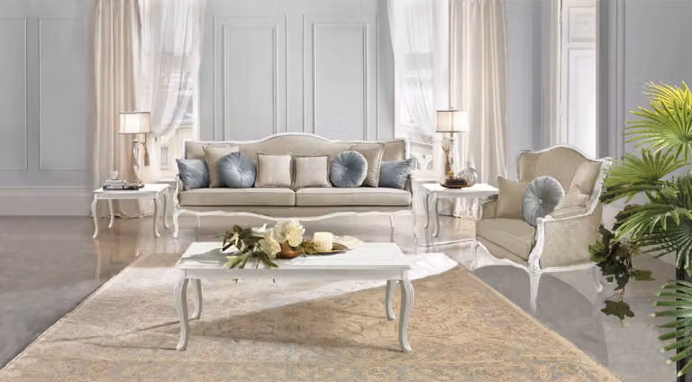 Barock Rokoko Sofagarnitur 3+2 Sitzer Set Sofas Polster Couchen Textil Sofa