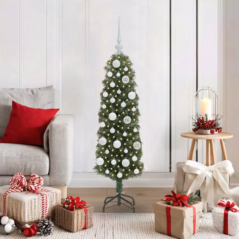 Albero di Natale artificiale moderno vidaXL verde con 150 LED luce bianca calda, Altezza: 120 cm