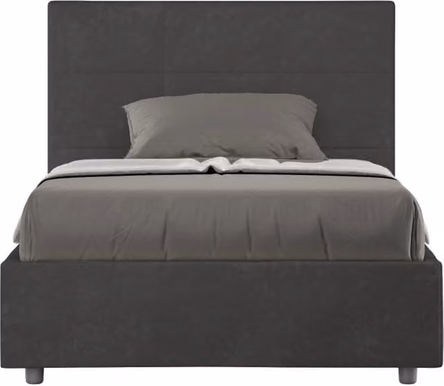 Letto una piazza e mezza contenitore imbottito BS COM in microfibra grigio L/P/H: 120 x 190 x 135 cm