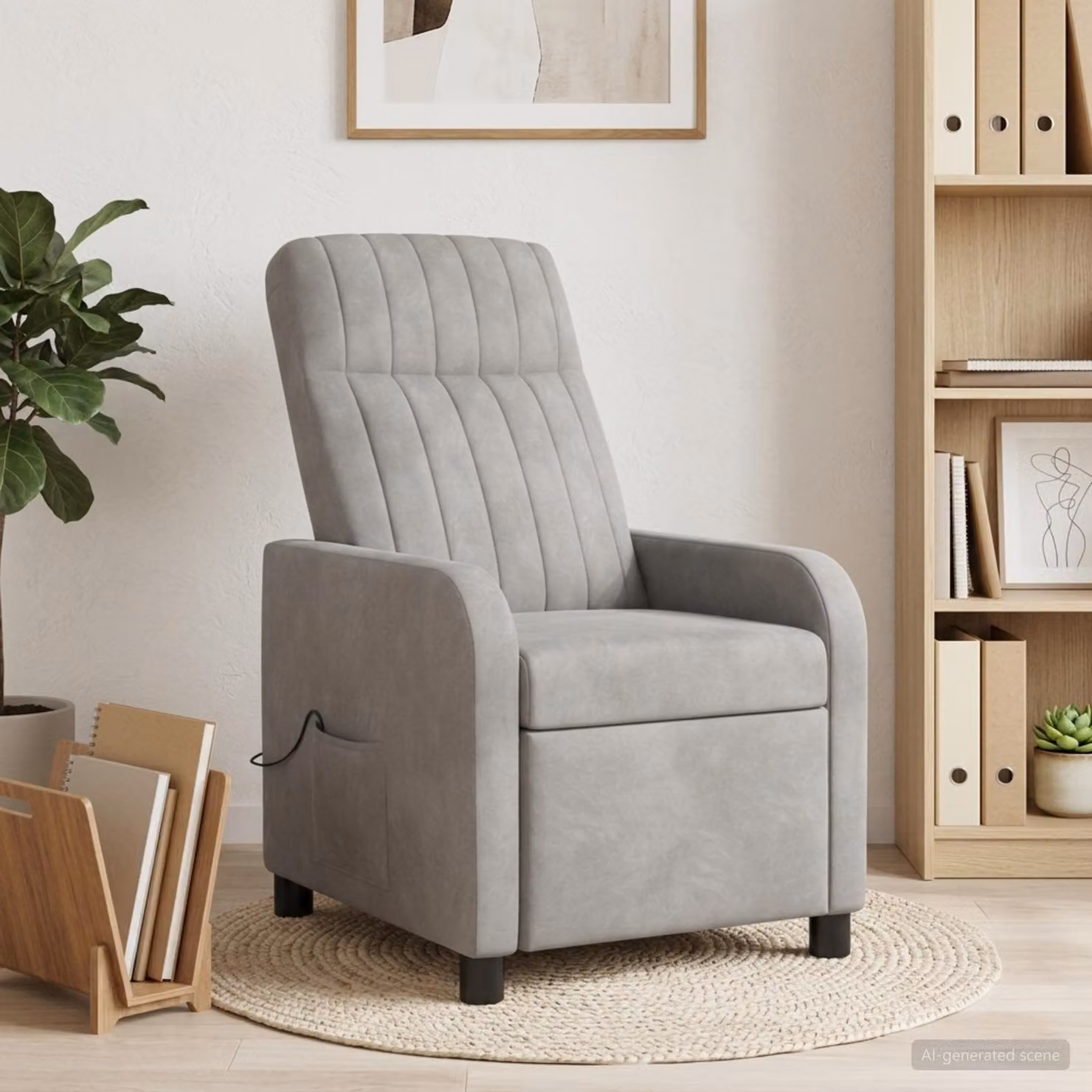 Poltrona relax reclinabile vidaXL in velluto grigio con braccioli