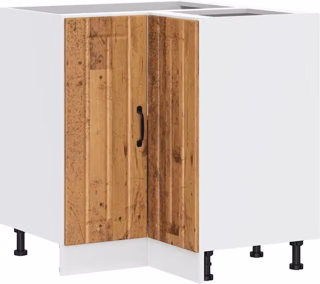 Mobile angolare da cucina Lucca HELLOSHOP26 in legno composito bianco e marrone con ante a battente L/P/H: 75,5 x 75,5 x 81,5 cm