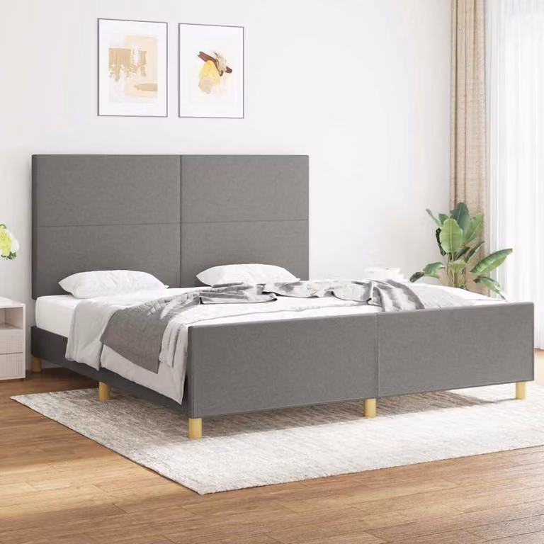 vidaXL Giroletto senza Materasso in Tessuto Grigio L: 180 cm, P: 200 cm, H: 128 cm