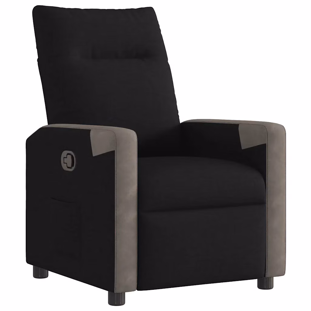 Poltrona Reclinabile Relax vidaXL in Tessuto Grigio e Nero con Braccioli e Regolazione Manuale – 2