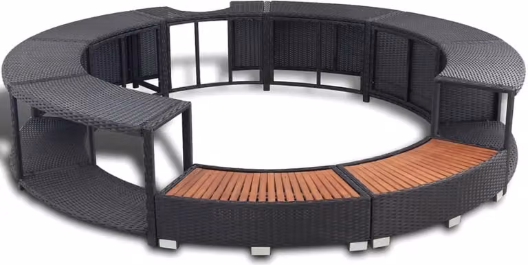 Bordo per Vasca da Spa in Polyrattan Nero