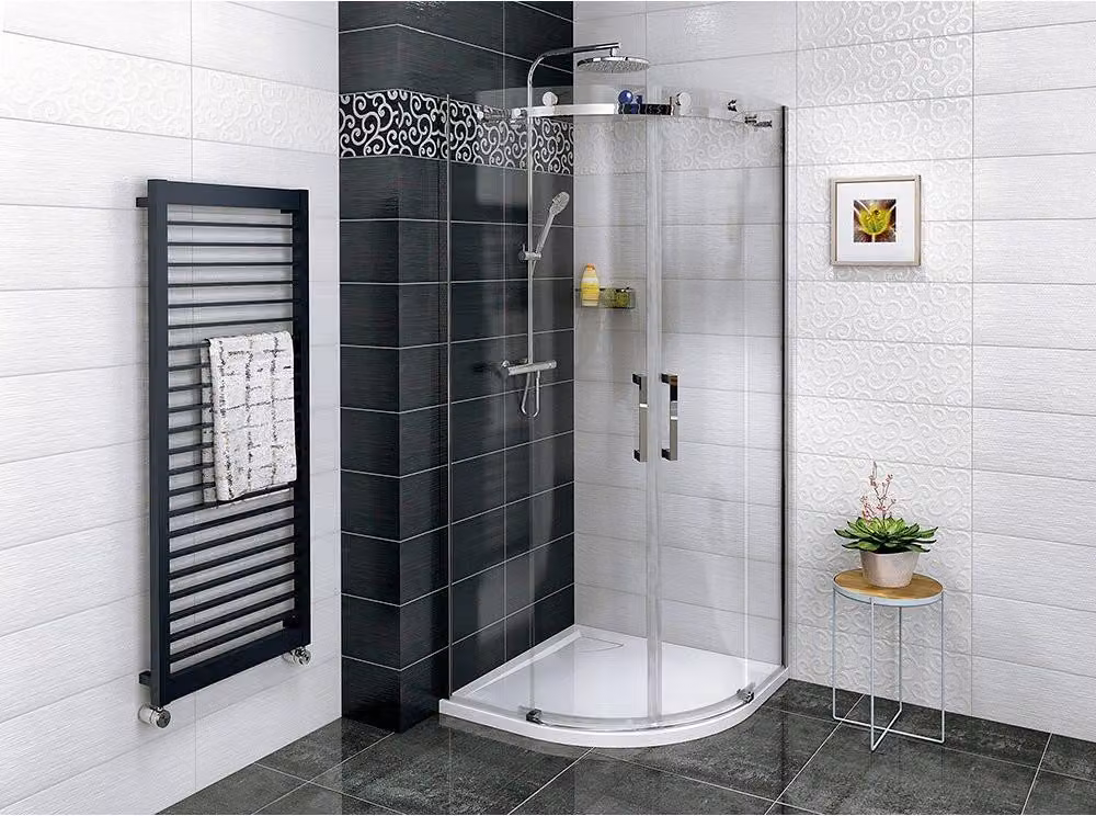 Gelco Dragon - Cabina doccia a quarto di giro, quattro pezzi 900x900 mm, vetro rivestito, cromo/vetro chiaro GD4490