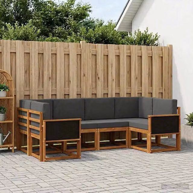 Set di divani da esterno 6 pz Naturale e Antracite 3385483