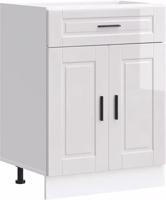 Mobile da cucina Porto HELLOSHOP26 in legno composito bianco lucido L: 60 cm, P: 46 cm, H: 81,5 cm