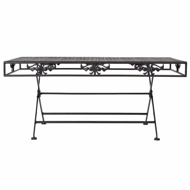 Tavolino da Salotto Pieghevole Vintage Metallo 100x50x45cm Nero