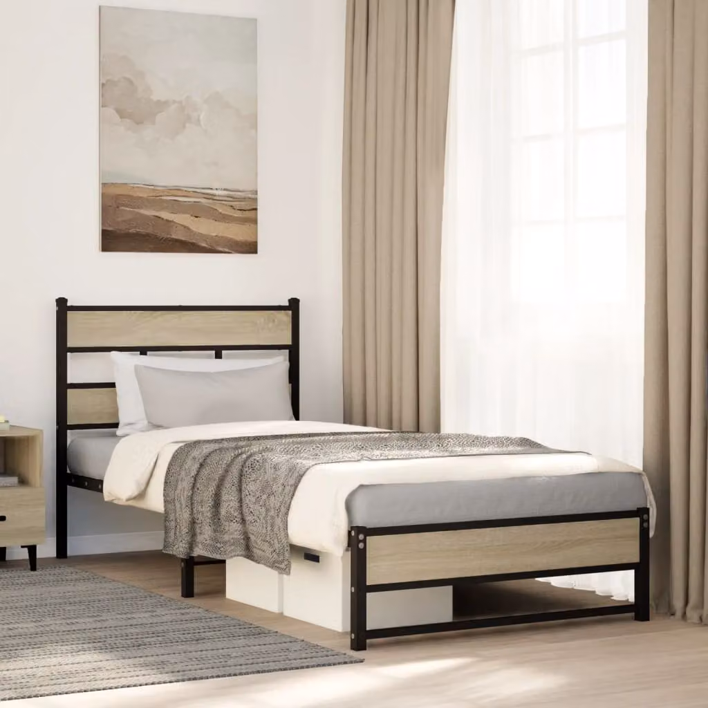 vidaXL Giroletto in Metallo Rovere Sonoma L: 75 cm, P: 190 cm