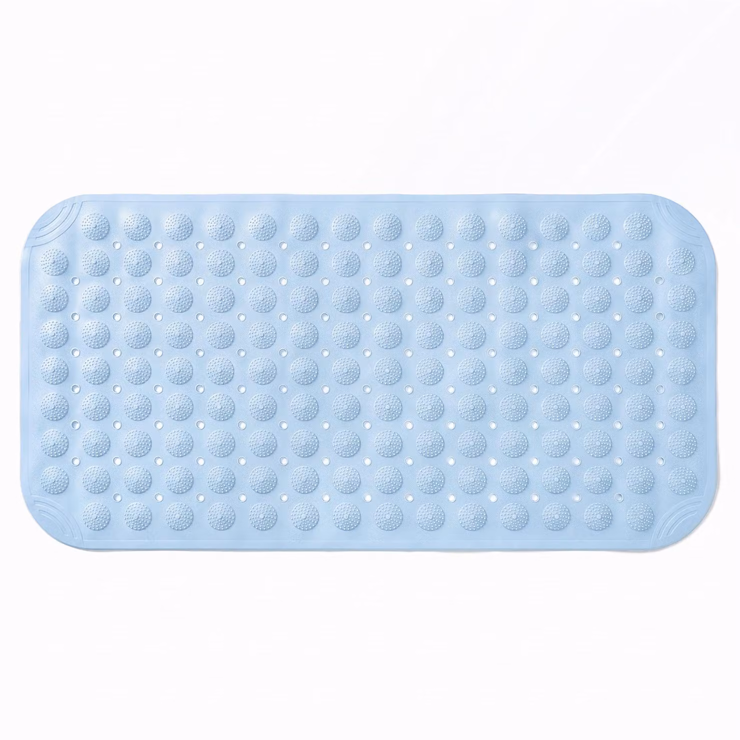 Tappetino da bagno in PVC, 71,5 x 36 cm, con ventose e fori di scarico, lavabile, adatto per superfici lisce, colore blu