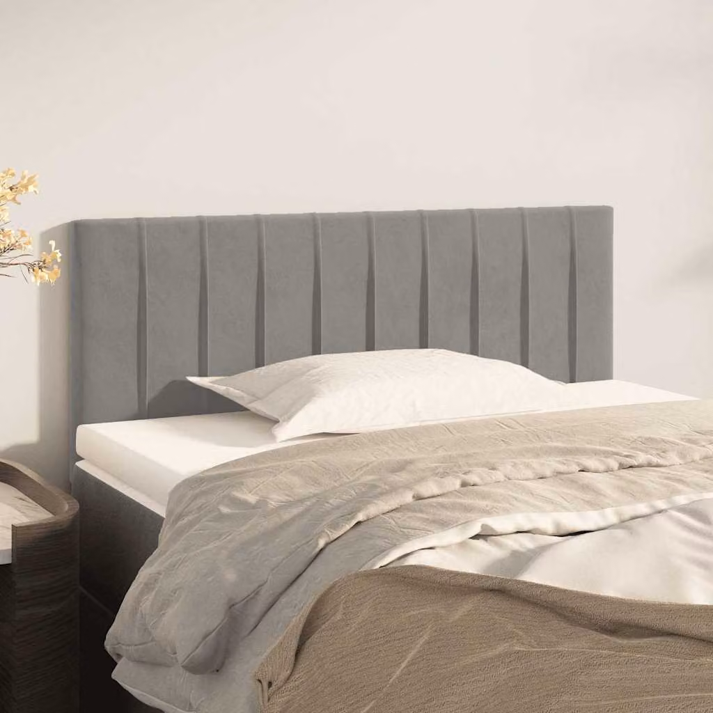 Testiera per letto vidaXL in velluto grigio chiaro, L 90 cm, P 5 cm, H 78-88 cm