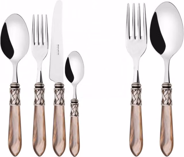ALADDIN Ghiera Argento Anticato, Posate Set 50 pz, Scatola Ghiera: Argento, Colore: Onice