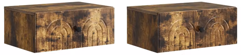 Mobiletto da notte a muro 2 pcs Rovere Fumo 49 x 34,5 x 20 cm