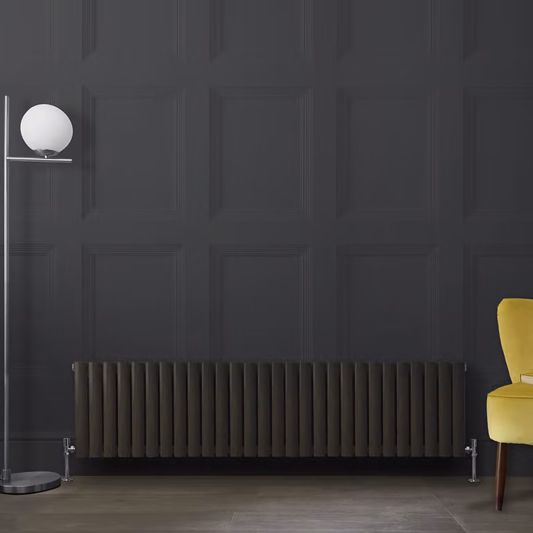 Radiatore di Design Orizzontale Grigio (Carbon Grigio) - 400mm x 1647mm - Pannello Doppio  - Revive
