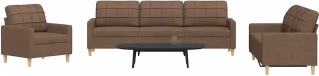 Set di Divani 3 pz Marrone in Tessuto 3278290