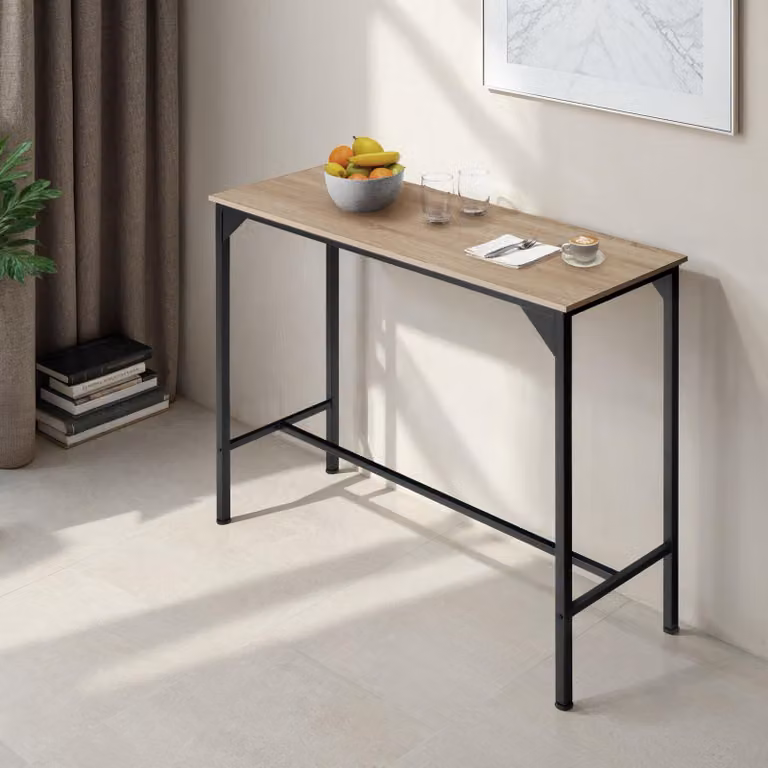 Tavolo da bar Kerry TecTake in stile industriale, colore rovere e marrone, L/P/H: 120 x 40 x 100,5 cm