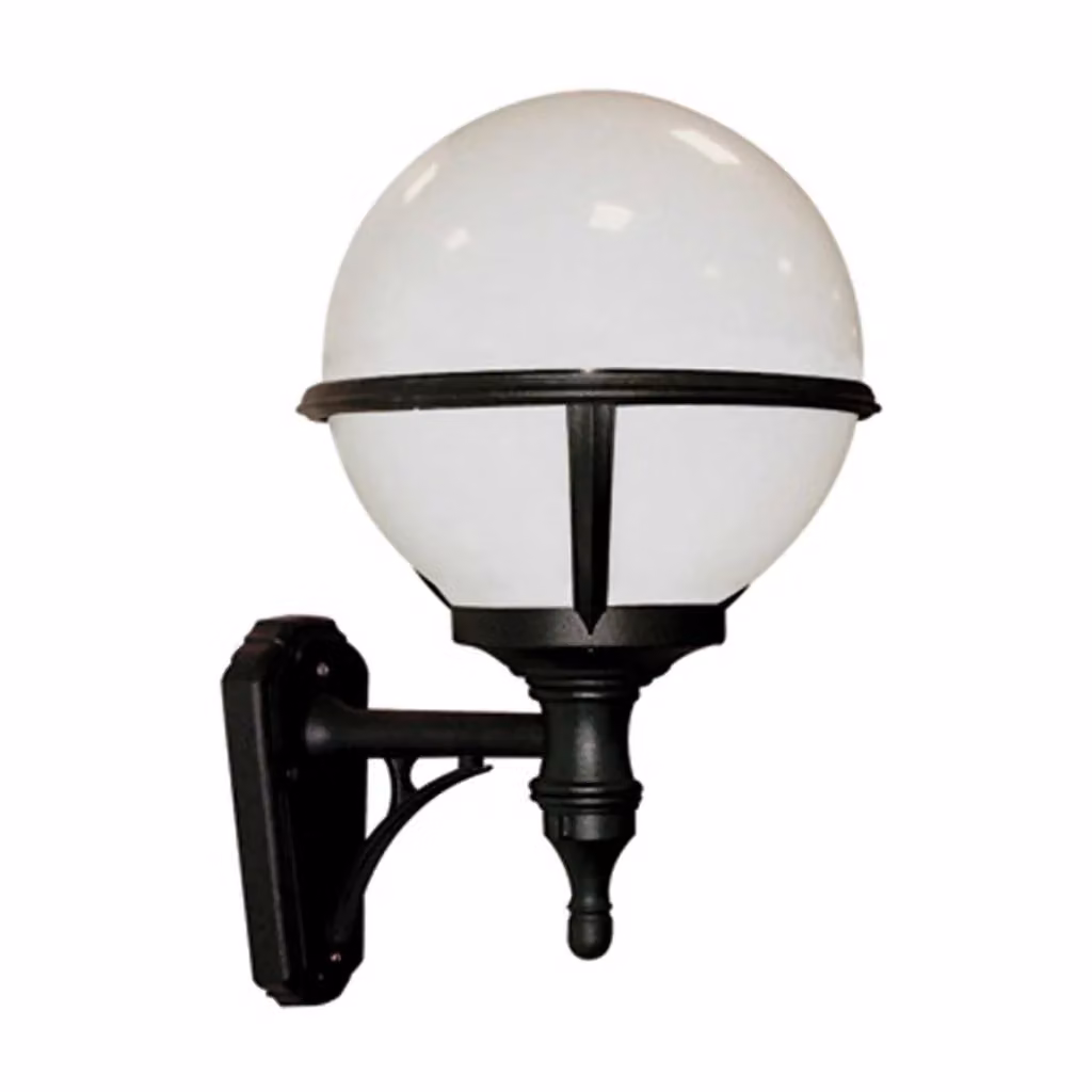 Applique da esterno Elstead con globo bianco e struttura nera, attacco E27 60W, grado di protezione IP44 – 2